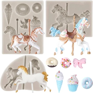 Sijiangmold Carousel Horse Silicone Fondant Molds Merry-Go-Round Chocolate Gum P - Picture 1 of 12