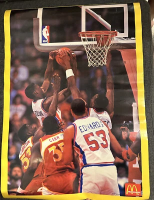 Vintage Detroit Pistons 1990 Mcdonald's Team Poster Dennis Rodman NBA Basketball - Image 1 of 3