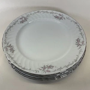 Gold Standard Speiseteller rosa Blumen, Silberrand 60er Jahre - 3er Set - Bild 1 von 5