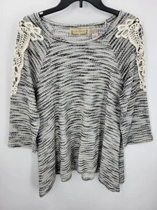 Top estilo de vida para mujer XL multi espacio tinte encaje manga 3/4 popover boho nuevo con etiquetas - Imagen 1 de 10