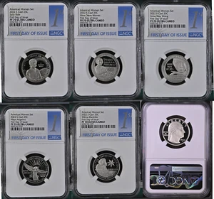 2022 S Clad "AMERICAN WOMEN SET" Quarters NGC PF70 FDOI 5-coin Quarter Issue 1st - Picture 1 of 7