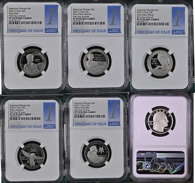 2022 S Clad "AMERICAN WOMEN SET" Quarters NGC PF70 FDOI 5-coin Quarter Issue 1st - Image 1 of 4