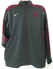 Nike Dri-Fit Men's Size L Grey Burgundy Logo Zip Up Long Sleeve Pockets Jacket 