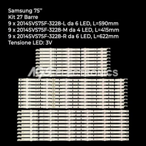 KIT 27 BARRES LED BANDE TV SAMSUNG 2014SVS75F UE75H6470 UE75H6400 - Picture 1 of 1