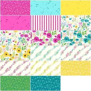 FAT QUARTER BUNDLE ~~ QUILT FABRIC ~~ MEADOWLAND FLORAL~~RJR DESIGNS ~~17PCS - Picture 1 of 2