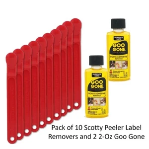 Paquete de 10 Scotty Peeler y 2 Goo Gone: kit removedor de pegatinas adhesivas de etiquetas - Imagen 1 de 7