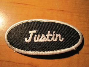 JUSTIN Uniform Name Tag Embroidered Cloth PATCH Service Station Biker Utility - Picture 1 of 3