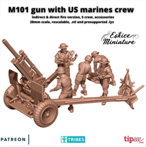 Vietnam US Marines M101 Cannon w/ Crew Set (3D PRINTED) - Picture 1 of 1