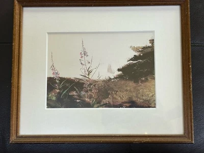 🖼️Gorgeous 11 X 9 Inch Wall Art Print Seascape Shore Flowers Boat 1 Day Ship!👍 - Image 1 of 4