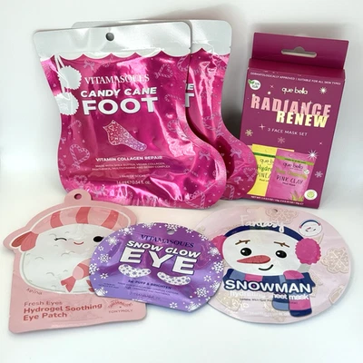 Holiday Skincare Mask Lot Vitamasques Que Bella TonyMoly MasqueBar Foot Eye Face - Image 1 of 4