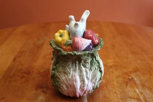 1996 Fitz & Floyd English Garden Bunnies Small Canister Bunny in Hole Excellent - Picture 1 of 9