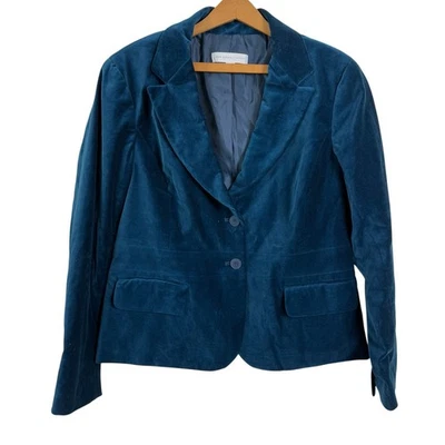 Женский блейзер New York & Company бирюзовый размер 14 бархатный эластичный фея гранж ретро  - Изображение 1 из 4