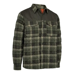 Deerhunter Elbert Padded Shirt Jacket – Quilted Green Check Overshirt with Chest - Picture 1 of 6
