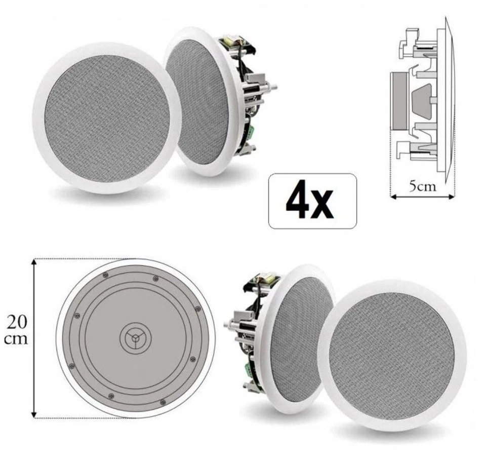 KIT 4 pz CASSE DA INCASSO AUDIO PER SOFFITTO FILODIFFUSIONE SPEAKER ALTOPARLANTE
