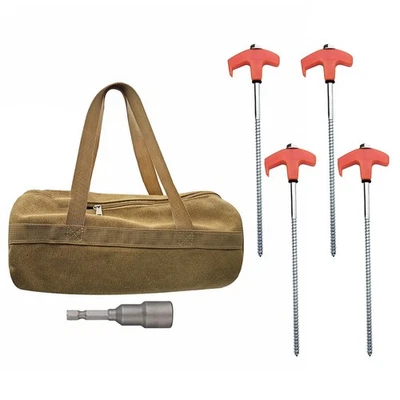 Threaded Metal Tent Stakes Outdoor Camping Awning Gazebo Hexagonal Drill Bit - Image 1 of 4
