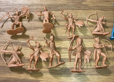 9 Marx 1950s-1960s Fort Apache Orange- Brown Indians All Marked Marx - Image 1 of 4