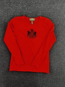Lauren Ralph Lauren Shirt Womens Medium Red Long Sleeve Crest Logo Classic Top - Picture 1 of 7