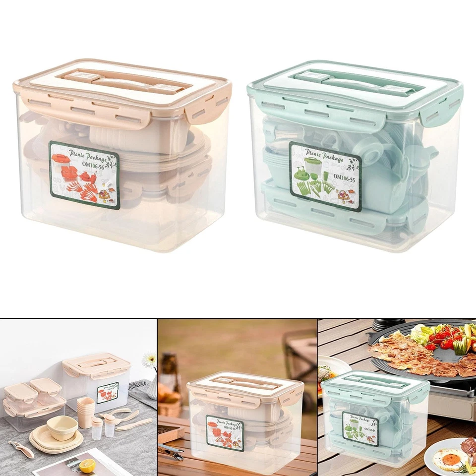 Reusable Dinnerware Set BBQ Dorm Picnic Unbreakable Plates and Bowls Compact - image 1 of 2