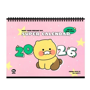 Kakao Friends Chunsik 2026 A4 Tisch Schreibtisch Kalender niedliche Figur Monatsplaner - Bild 1 von 12