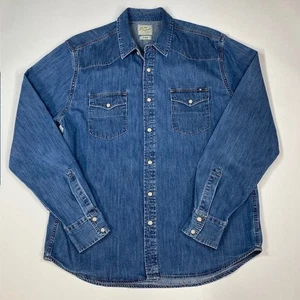 Lucky Brand Sportswear Denim Western Shirt Mens Long Sleeve Blue Large - Picture 1 of 9