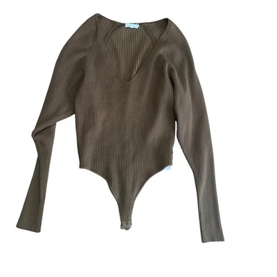 Body Good American Acanalado Talla 2 Espresso Marrón Minimalista Limpio Esencial Foto 1 de 4