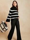 BANANA REPUBLIC Mariner Stripe Sweater S SMALL Black and White Striped, CUTE New