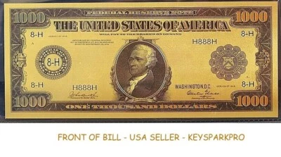 $1000 Gold Bill 1918  24K Gold Bill Hamilton! Neat! FREE SHIPPING! USA SELLER! - Image 1 of 4
