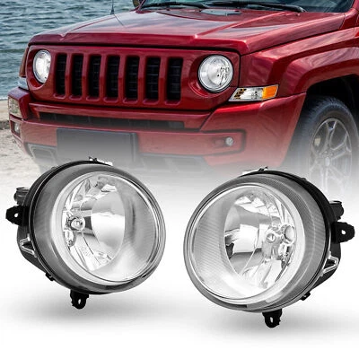 2007-2017 Jeep Patriot Halogen Headlights Replacement Pair Chrome Housing - Image 1 of 4