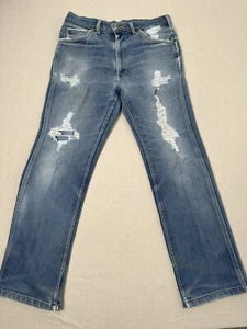 Vintage LEE riders Heavy Distressed 70s UNION MADE in USA 30x27 B18 - Picture 1 of 11