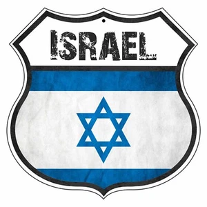 Letrero de aluminio aviso de calle con escudo de bandera del país de Israel - Imagen 1 de 1