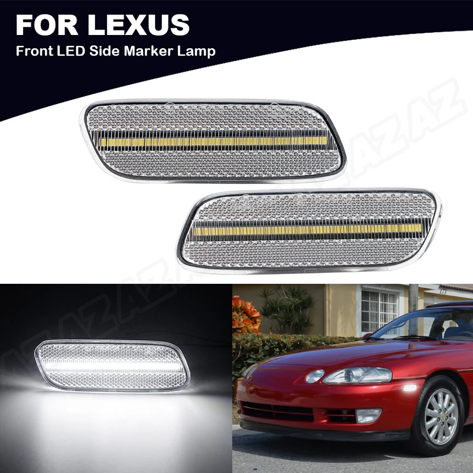 Front Bumper LED Side Marker Turn Signal Light For 1992-00 Lexus SC300 SC400 Hot Foto 1 de 4