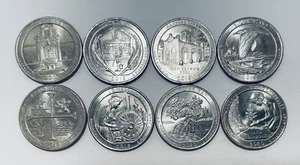 National Parks ATB Quarter Error Lot, Die Chip Errors, 8 Qtrs, 2010-2020 - Picture 1 of 12