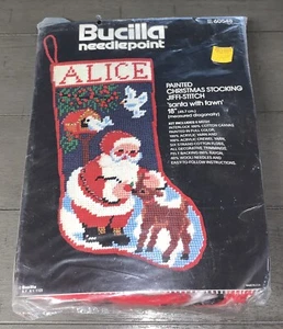 A8 NIP BUCILLA 60548 NEEDLEPOINT KIT SANTA w/FAWN 18” CHRISTMAS STOCKING DEER - Picture 1 of 7