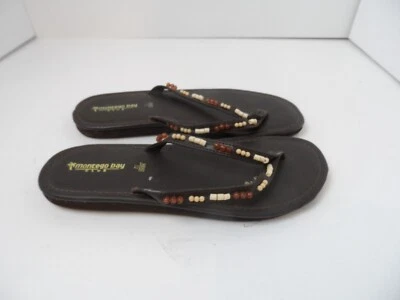 Sandalias de Tanga Montego Bay Club Marrón con Cuentas Cuero Sintético - Talla 5/6 Foto 1 de 4