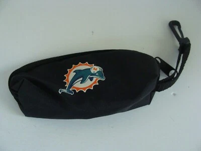 NWOT Miami  Dolphins Small 4" Black Vinyl Pouch w Strap Keyring & Dolphin Logo - Image 1 of 4