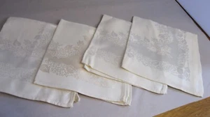 NOS Set 4 Vintage Damast Servietten Tee Party Braut Mittagessen Champagner Viskose - Bild 1 von 7