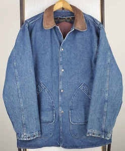 VTG WOOLRICH USA Size Large Mens Denim/Wool Aztec Southwest Lined Field Jacket - Picture 1 of 21