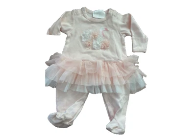 Biscotti Coral Swan Cotton Knit Tutu Footie GIRL(LIGHT PINK,9M)NWT - Image 1 of 2