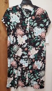 Miss Elaine Women's Short-Sleeve Floral Snap Robe - Seaside Size Small #2 - Picture 1 of 4