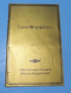 84 1984 Chevrolet Berlinetta Camaro Supplement owners manual ORIGINAL - Picture 1 of 2