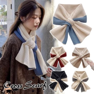 Sciarpa donna maglia invernale morbida croce patchwork sciarpe donna collo protezione calda - Foto 1 di 22