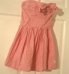 Abercrombie Kids Pink White Gingham Check Strapless Dress Size Medium (12) - Picture 1 of 9