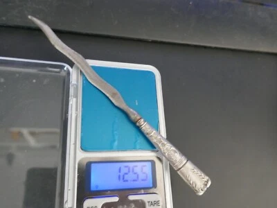 rare coupe papier argent palmette,laurier,Empire tardif 1819-1838,L 16cm,P12,55g - Photo 1/4