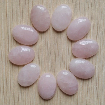 Venta al por mayor 20 piezas/lote de cuentas de cabujón de cabina ovaladas de cuarzo rosa natural 25x18 mm Foto 1 de 2