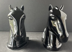 VTG ABINGDON Black Horse Head Heavy Ceramic Bookends w/ Label -SEE DESCRIPTION - Picture 1 of 19