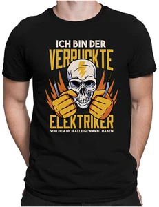 Verrückter Elektriker | Herren Fun T-Shirt S bis 4XL | Totenkopf Elektro Skull - Picture 1 of 15