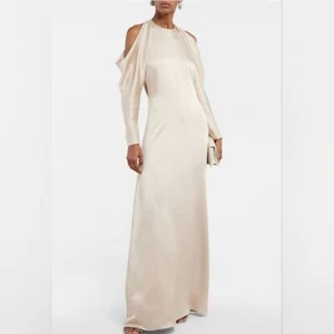 Jonathan Simkhai Größe 4 Champagner Caitlyn Schulterausschnitt Silber Kette Kleid Neu mit Etikett - Bild 1 von 17