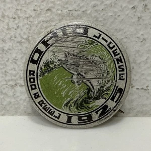 Vintage 1925 Ohio Rod & Reel License Fishing Button American Art Works - Picture 1 of 2