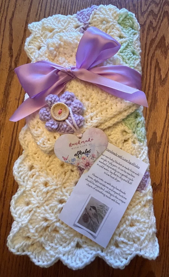 colorful farmhouse  handmade crochet  Baby  blanket & hat set  - Image 1 of 4