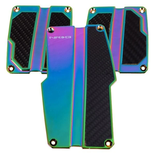 NRG Innovations Manual Neo Chrome Brushed Aluminum Pedal Pad Set w Black Carbon - Изображение 1 из 1
